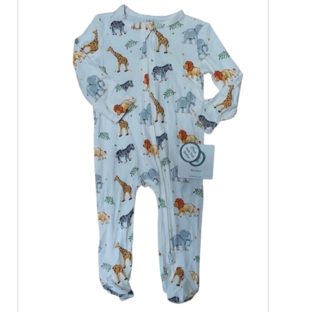 NWT Little Me Bamboo Animal Safari Footie Playsuit ~sz 6M